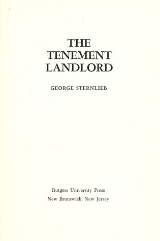 Cover of Tenement Landlord