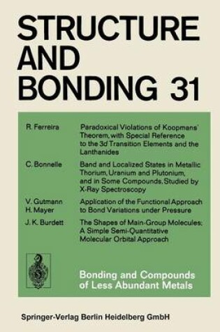 Cover of Bonding and Compounds of Less Abundant Metals