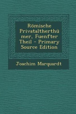 Cover of Romische Privataltherthumer, Fuenfter Theil