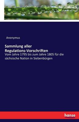 Book cover for Sammlung aller Regulations-Vorschriften