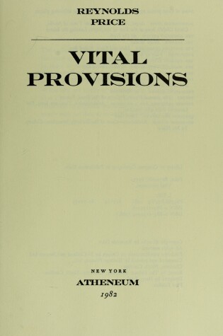 Cover of Vital Provisions