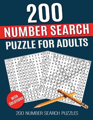 Book cover for 200 Number Search Puzzle Book for adults