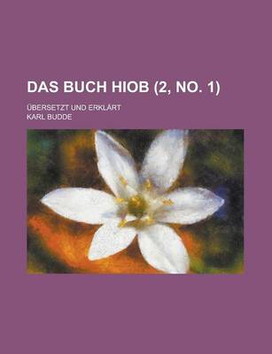 Book cover for Das Buch Hiob; Ubersetzt Und Erklart (2, No. 1 )