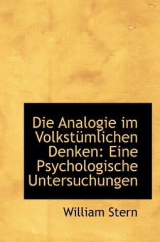 Cover of Die Analogie Im Volkstumlichen Denken