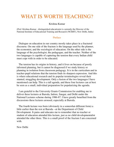 Book cover for What is Worth Teaching?