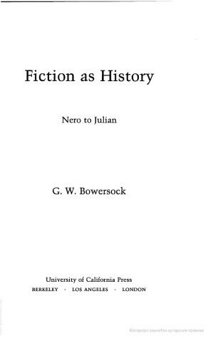 Cover of Fiction as History