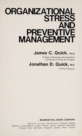 Book cover for Organizational Stress and Preventative Management