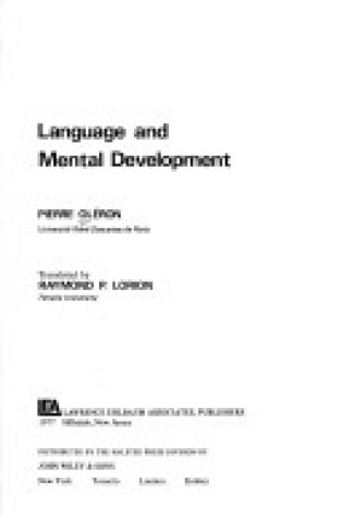 Cover of Language and Mental Development