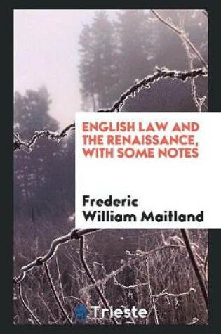 Cover of English Law and the Renaissance