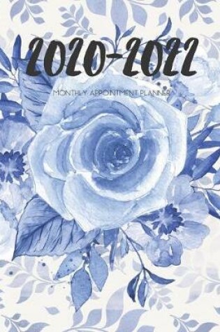Cover of 2020-2022 Three 3 Year Planner Watercolor Blue Flower Monthly Calendar Gratitude Agenda Schedule Organizer