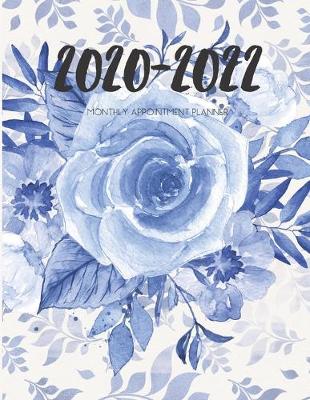 Book cover for 2020-2022 Three 3 Year Planner Watercolor Blue Flower Monthly Calendar Gratitude Agenda Schedule Organizer