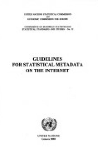 Cover of Guidelines for Statistical Metadata on the Internet