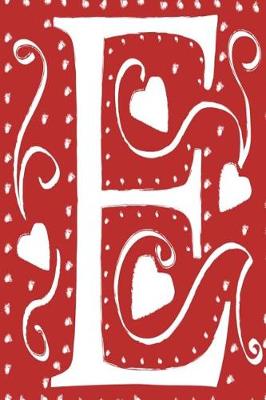 Cover of Monogram Journal Letter E Hearts Love Red White