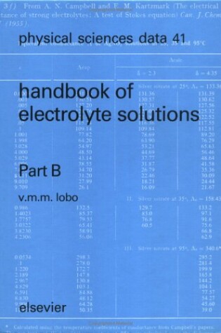 Cover of Handbook of Electrolyte Solutions Parts A and B