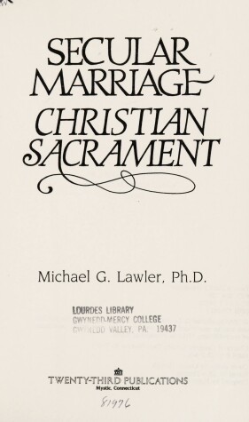 Book cover for Secular Marriage, Christian Sacrament