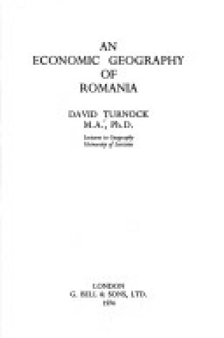 Cover of Economic Geography of Roumania