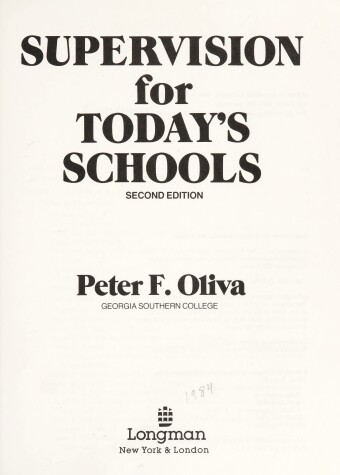 Book cover for Supervision for Today's Schools