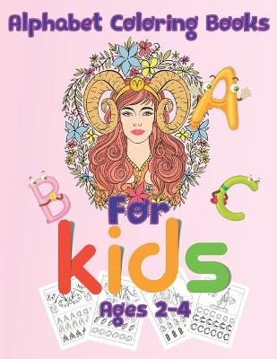 Book cover for alphabet coloring books for kids ages 2-4