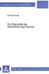 Book cover for Zur Originalitaet Des Literarischen Signifikanten
