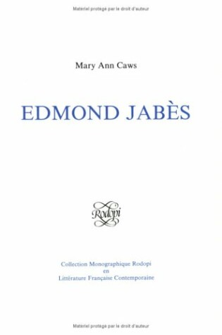 Cover of Edmond Jabes