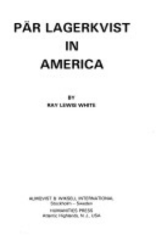 Cover of Par Lagerkvist in America