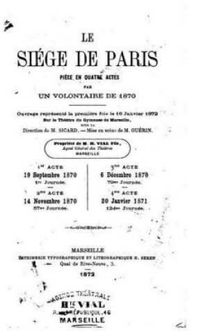 Cover of Le siège de Paris, pièce en quatre actes