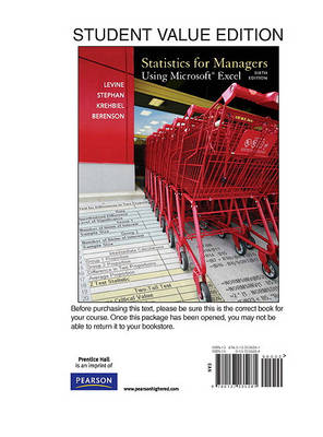 Book cover for Statistics for Managers Using Microsoft Excel, Student Value Edition