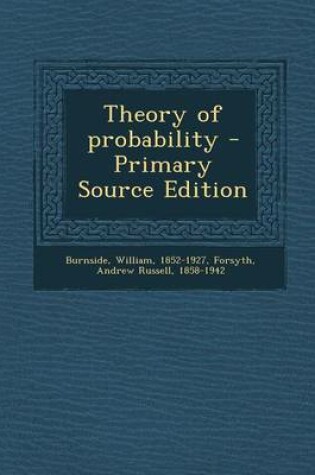 Cover of Theory of Probability - Primary Source Edition
