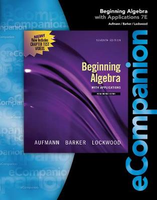 Book cover for eCompanion for Aufmann/Lockwood's Beginning Algebra, 1st