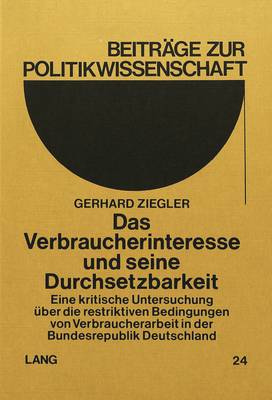 Cover of Das Verbraucherinteresse Und Seine Durchsetzbarkeit