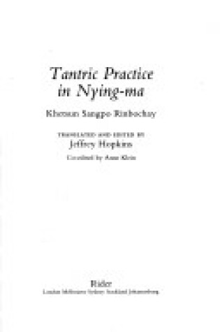 Cover of Tantric Practice in Nying-Ma