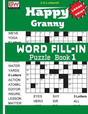 Book cover for Happy Granny WORD FILL-IN Puzzle Book 1