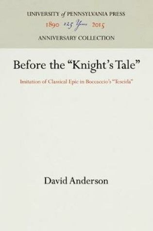 Cover of Before the "Knight's Tale"