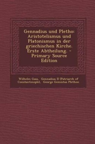 Cover of Gennadius Und Pletho