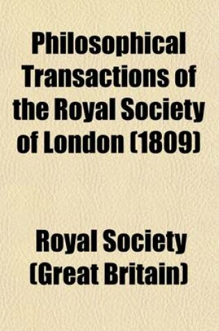 Cover of Philosophical Transactions of the Royal Society of London Volume 99