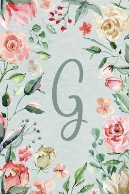 Cover of Notebook 6"x9" Lined, Letter/Initial G, Teal Pink Floral Design
