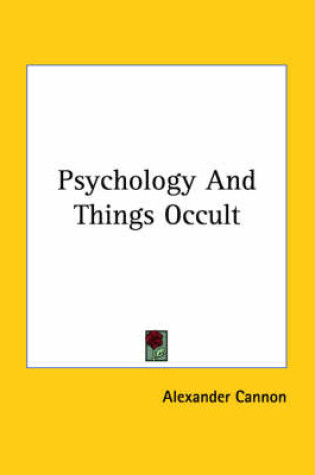 Cover of Psychology and Things Occult