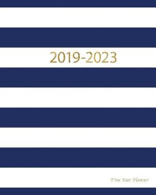 Book cover for 2019-2023 Five Year Planner- Blue and white stripes