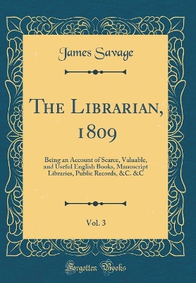 Book cover for The Librarian, 1809, Vol. 3