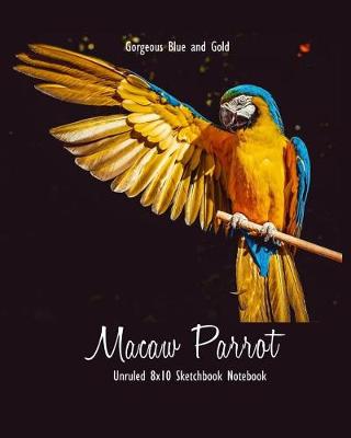 Book cover for Gorgeous Blue and Gold Macaw Parrot Unruled 8x10 Sketchbook Notebook