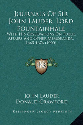 Cover of Journals of Sir John Lauder, Lord Fountainhall