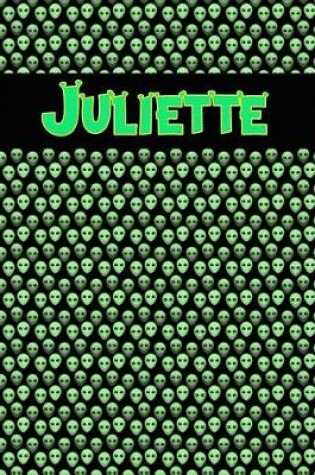 Cover of 120 Page Handwriting Practice Book with Green Alien Cover Juliette