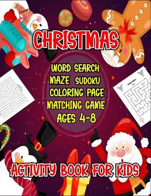 Book cover for Christmas Activity Book For Kids Ages 4-8