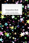 Book cover for Composition Book Colorful Stars on Black Night Background