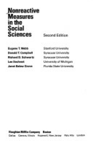 Cover of Nonreactive Measures in the Social Sciences