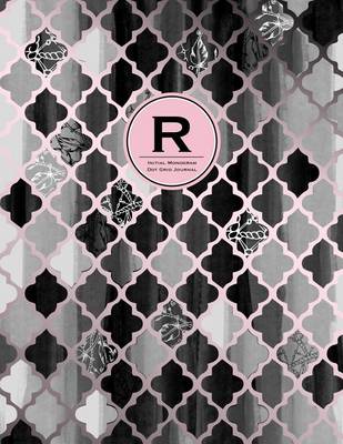 Book cover for Initial R Monogram Journal - Dot Grid, Moroccan Black, White & Blush Pink