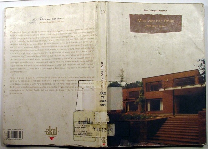 Book cover for Mies Van Der Rohe - Akal Arquitectura