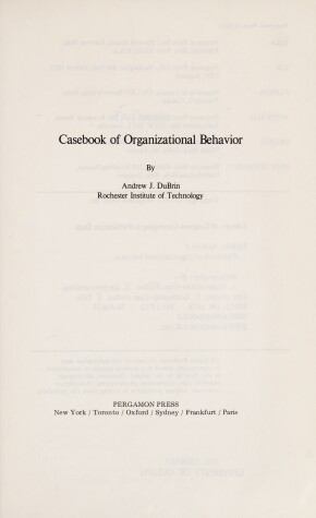 Book cover for Casebook of Organizational Behaviour