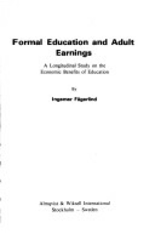 Cover of Formal Education and Adult Earnings