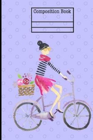 Cover of Paris Girl On Bike Composition Notebook - 4x4 Quad Ruled